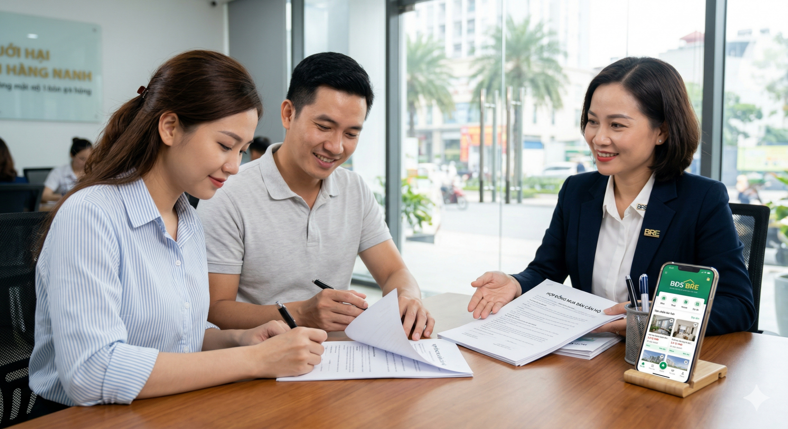 Người trẻ ký hợp đồng mua bán nhà - BRE.VN