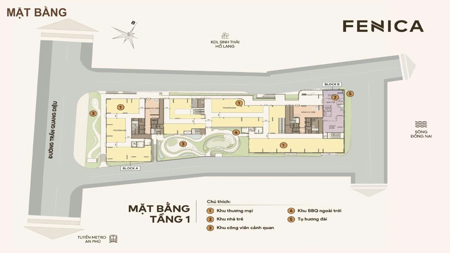 mặt bằng tầng 1 Fenica