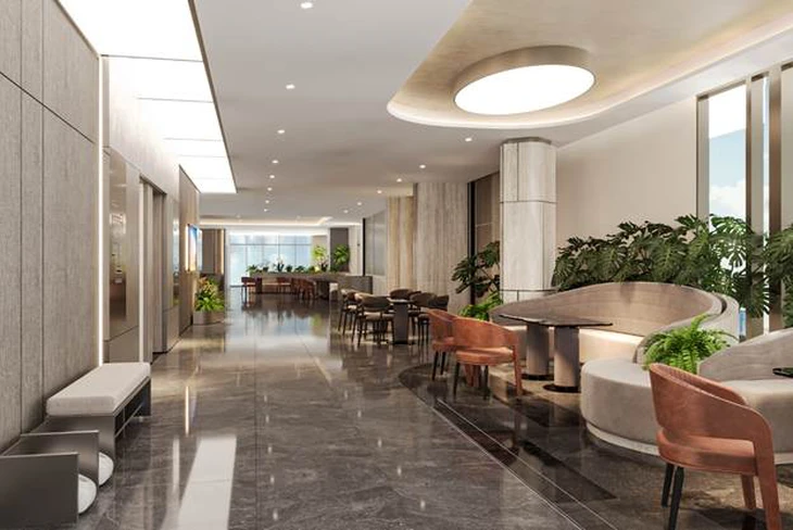 Một trong những không gian tiếp khách thú vị tại tầng hai nhà điều hành trung tâm Happy One - Ảnh: DNCC