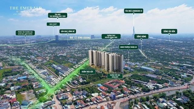 Hình ảnh mô tả không gian và tiện ích của The Emerald Garden View.